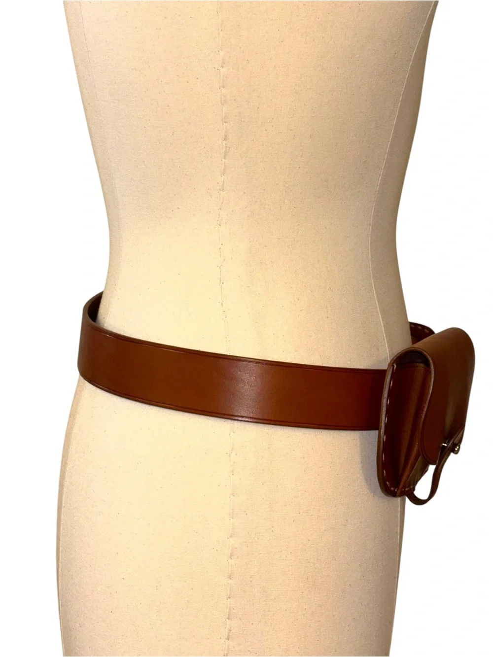 Ralph Lauren Rare Saddle Tan Italian Leather Belt & Removable Pouch M